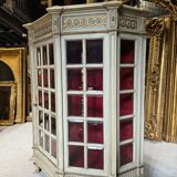 Napoleon III Period Display Cabinet in Painted Wood with Beveled Tiles in Louis XVI Style