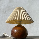 Pleated wooden ball lamp