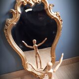 Old golden mirror with leaf   43x70cm