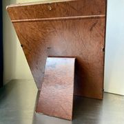 Antique wooden frame with metal gold colored details 28 cm x 22 cm convex glass