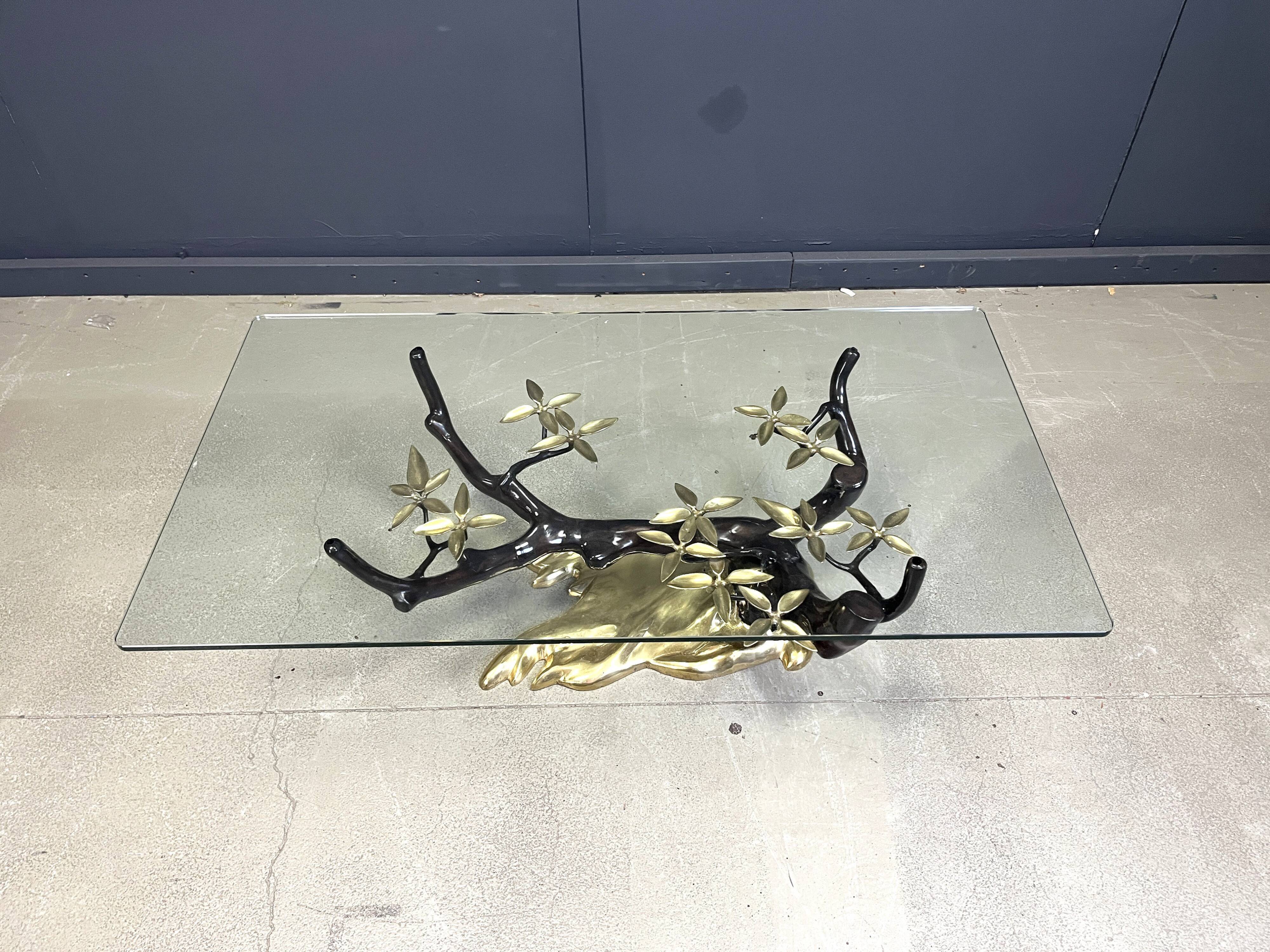 Brass bonsai coffee table by Willy Daro, 1970s