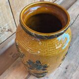 Vase West Germany in ceramic - relief floral decoration