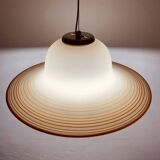 Beige suspended glass lamp Murano mid-century by De Majo, Venice, Italy, 1970s.