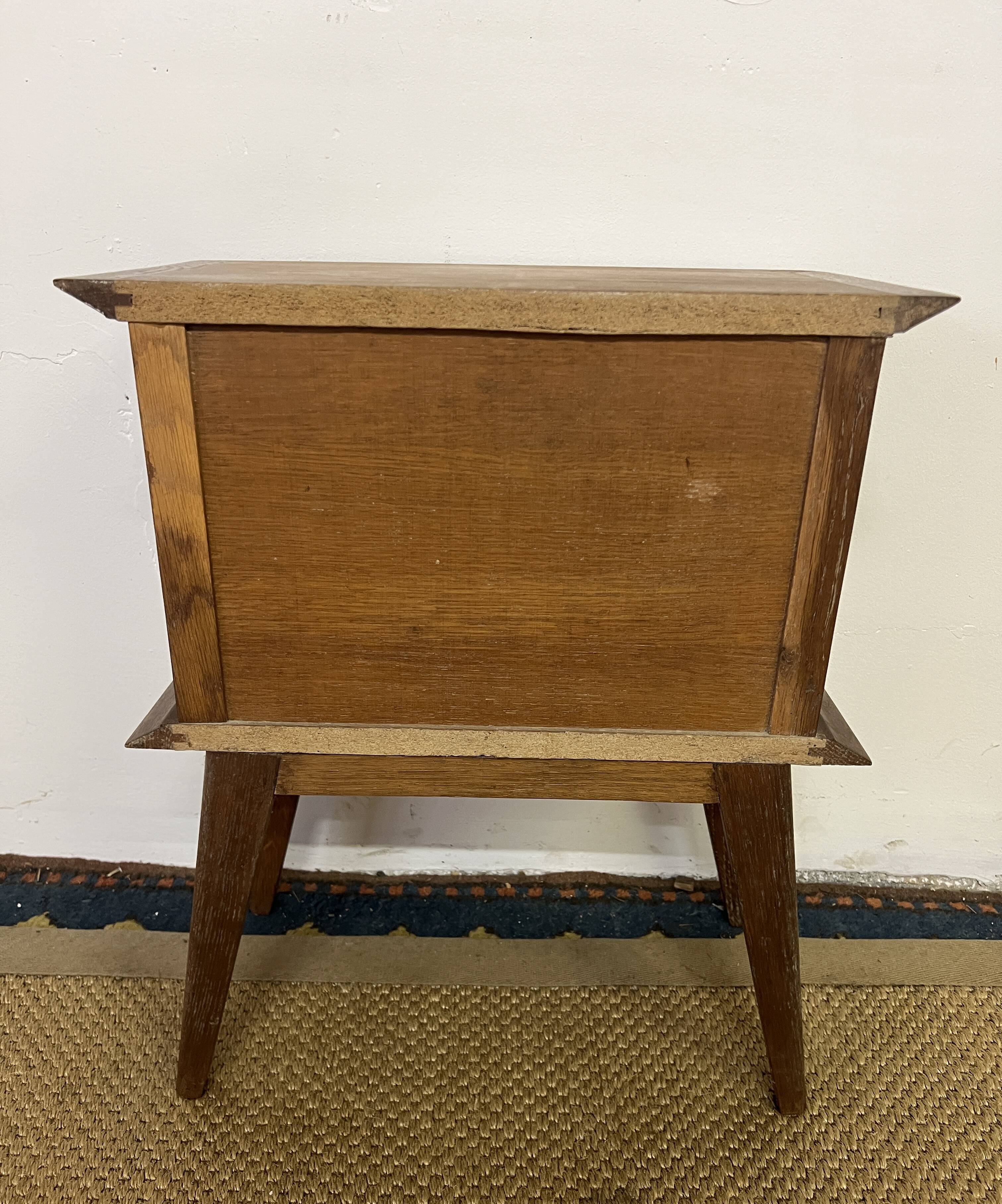Bedside table with lattices, vintage compass legs