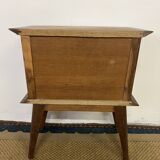 Bedside table with lattices, vintage compass legs
