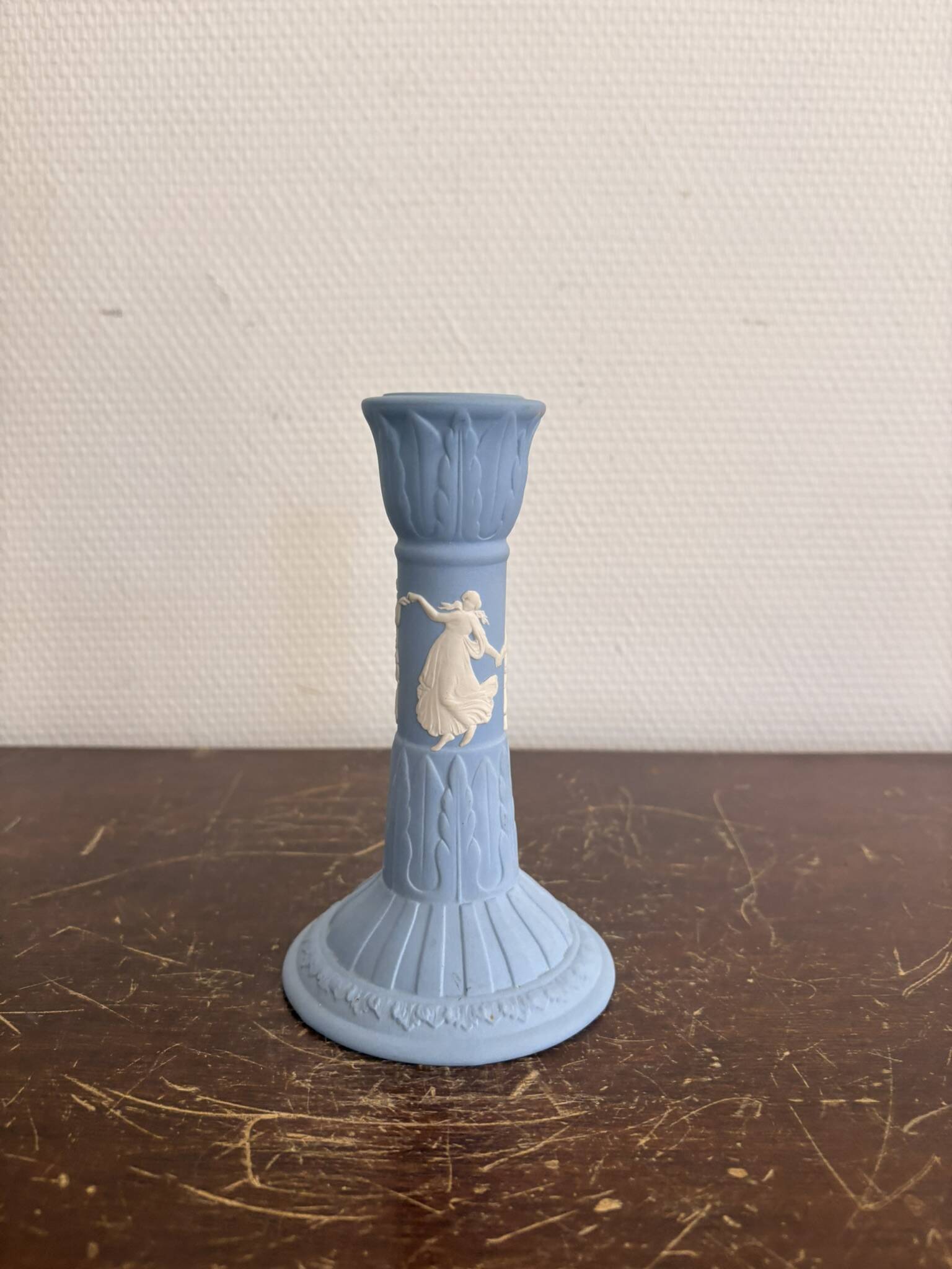 Wedgwood Blue and White Jasperware Vintage Candle Holder English Ceramics