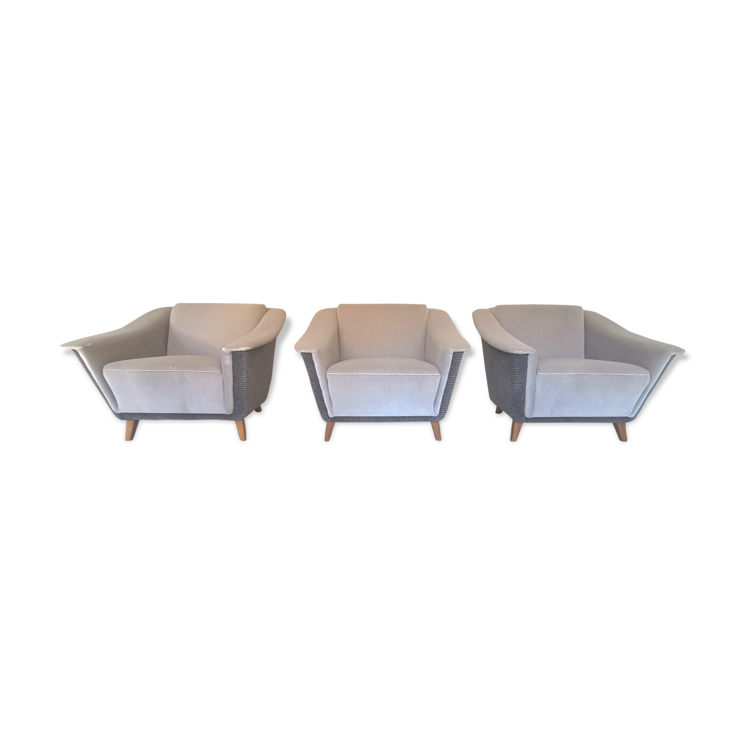 Trio armchairs club 50s grey