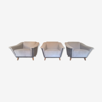 Trio armchairs club 50s grey