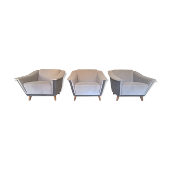 Trio armchairs club 50s grey