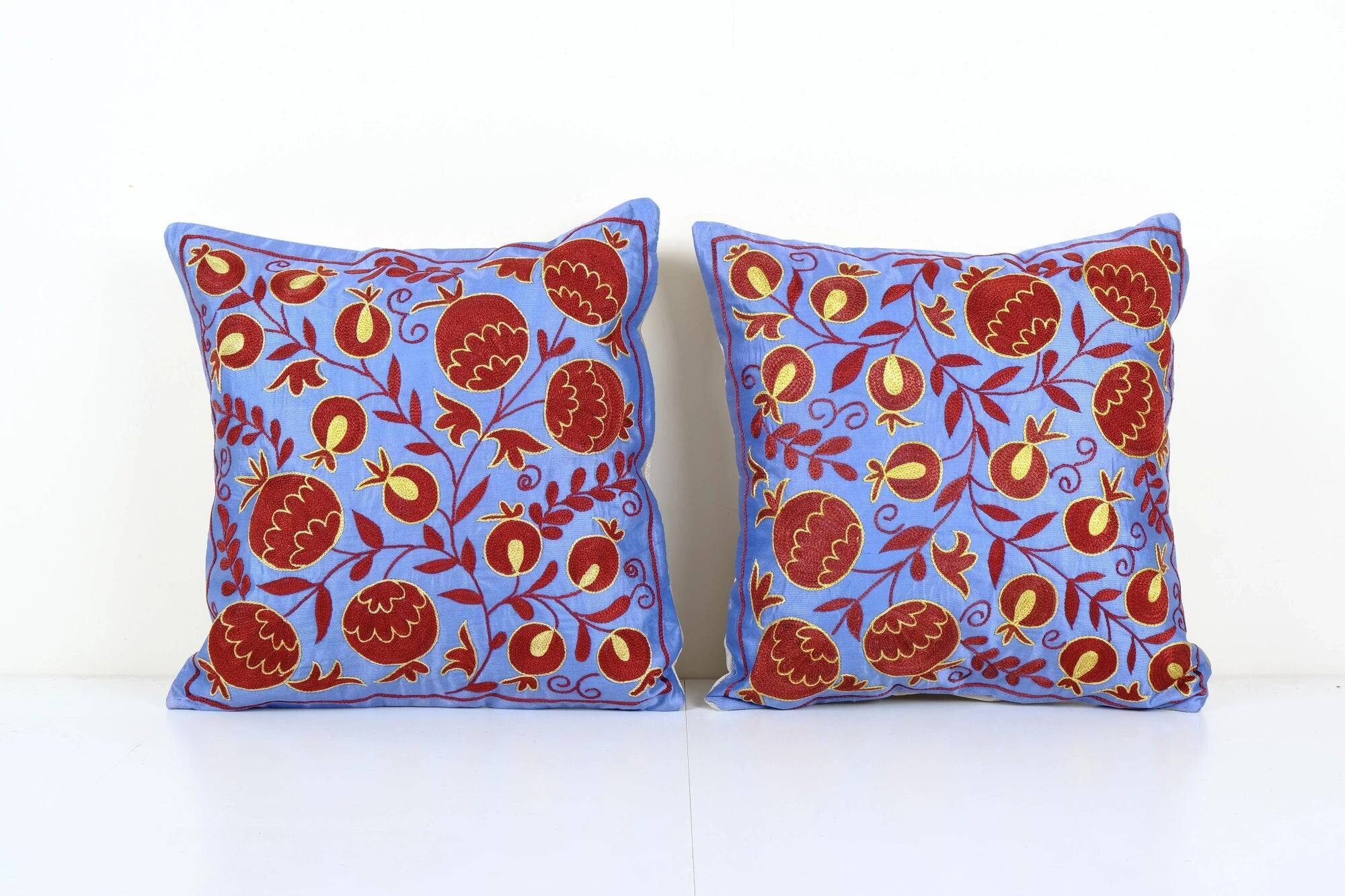 Set of 2 vintage embroidered cushion covers 48x48 cm