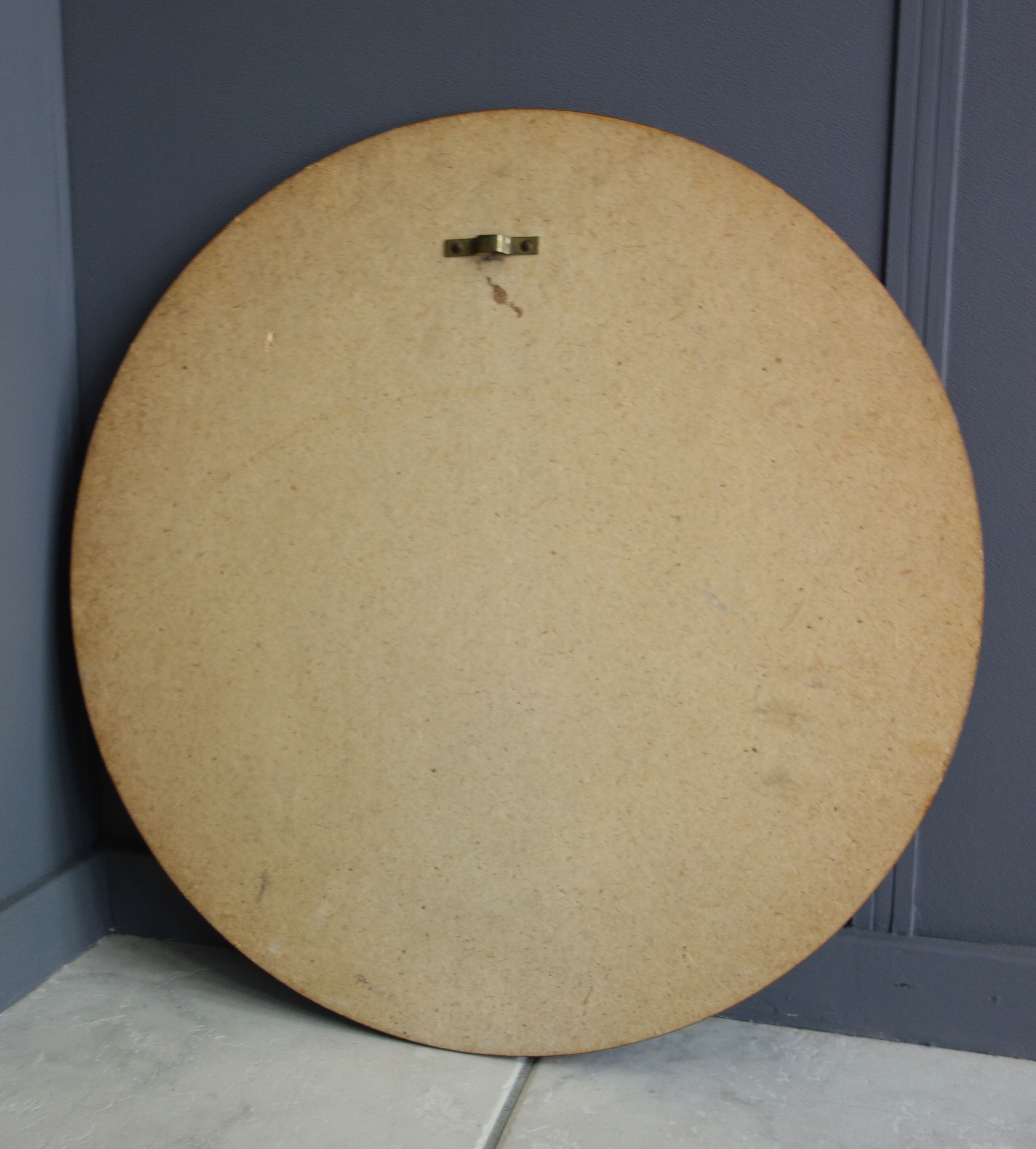 Miroir rond sur placage de teck des années 1960 - 49cm