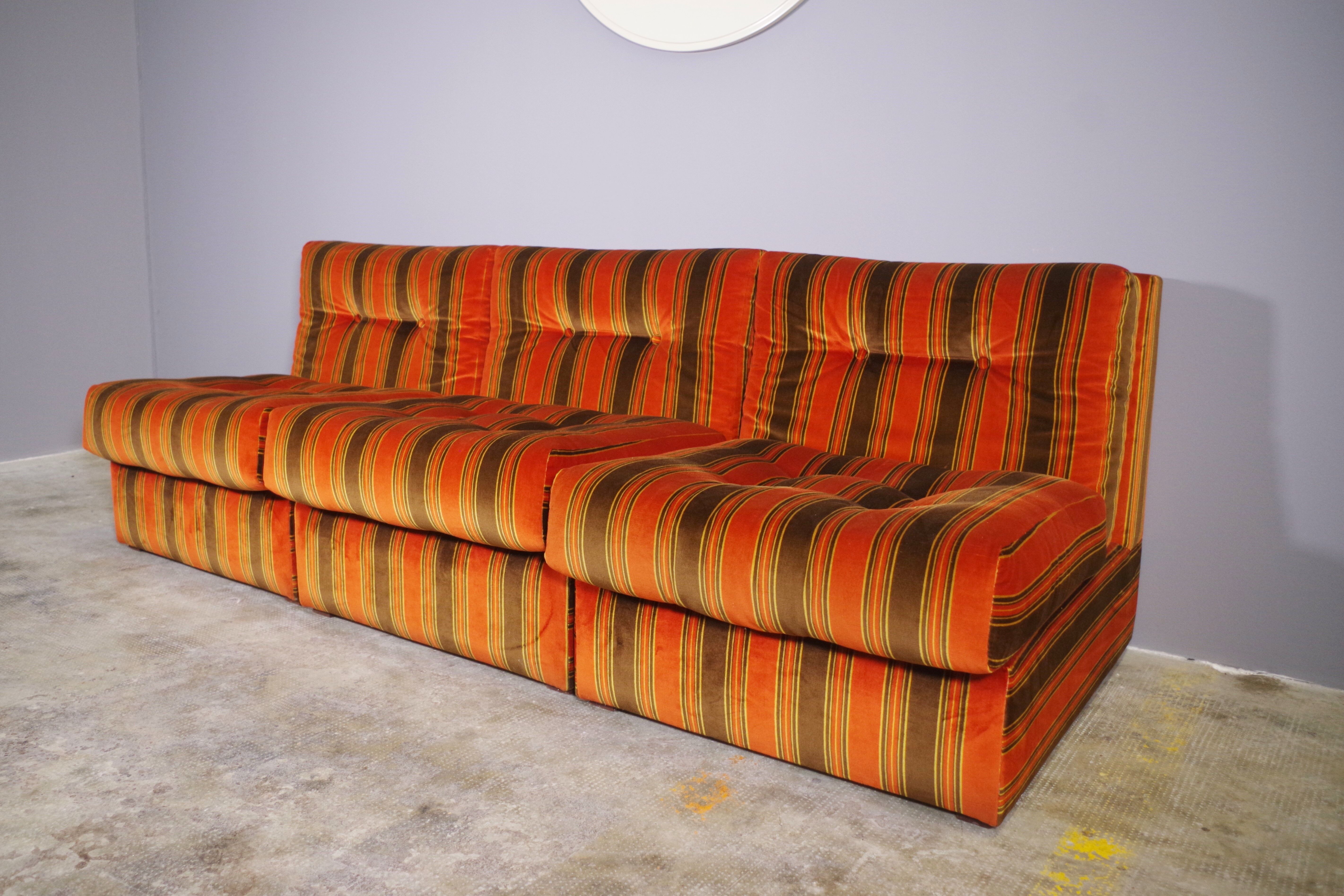 Striped armchairs, 1970s, set of 3