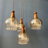 Vintage Hustadt Leuchten glass cascade pendant lamp