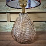 Table lamp, pink base and floral lampshade