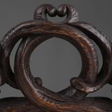 Fronton en chêne avec feuilles de chêne sculptées à la main, France vers 1850
