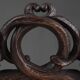 Oak pediment with hand-carved oak leaves around a wreath, France ca. 1850