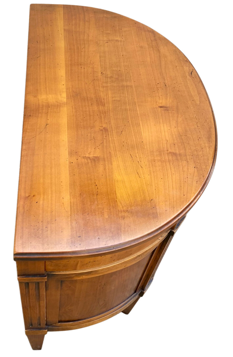 Commode demi-lune 3 tiroirs en merisier style Louis XVI