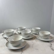 Set of 6 porcelain cups and saucers F. Chauvigny