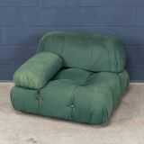 Retro "Camaleonda" armchair in green fabric, 20th-century style.