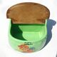 Vintage Ceramic and Wood Salt Box - Rare green color