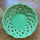Green woven ceramic basket