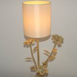 Lampe en métal peinte à la main, abat-jour en tissu beige et crème