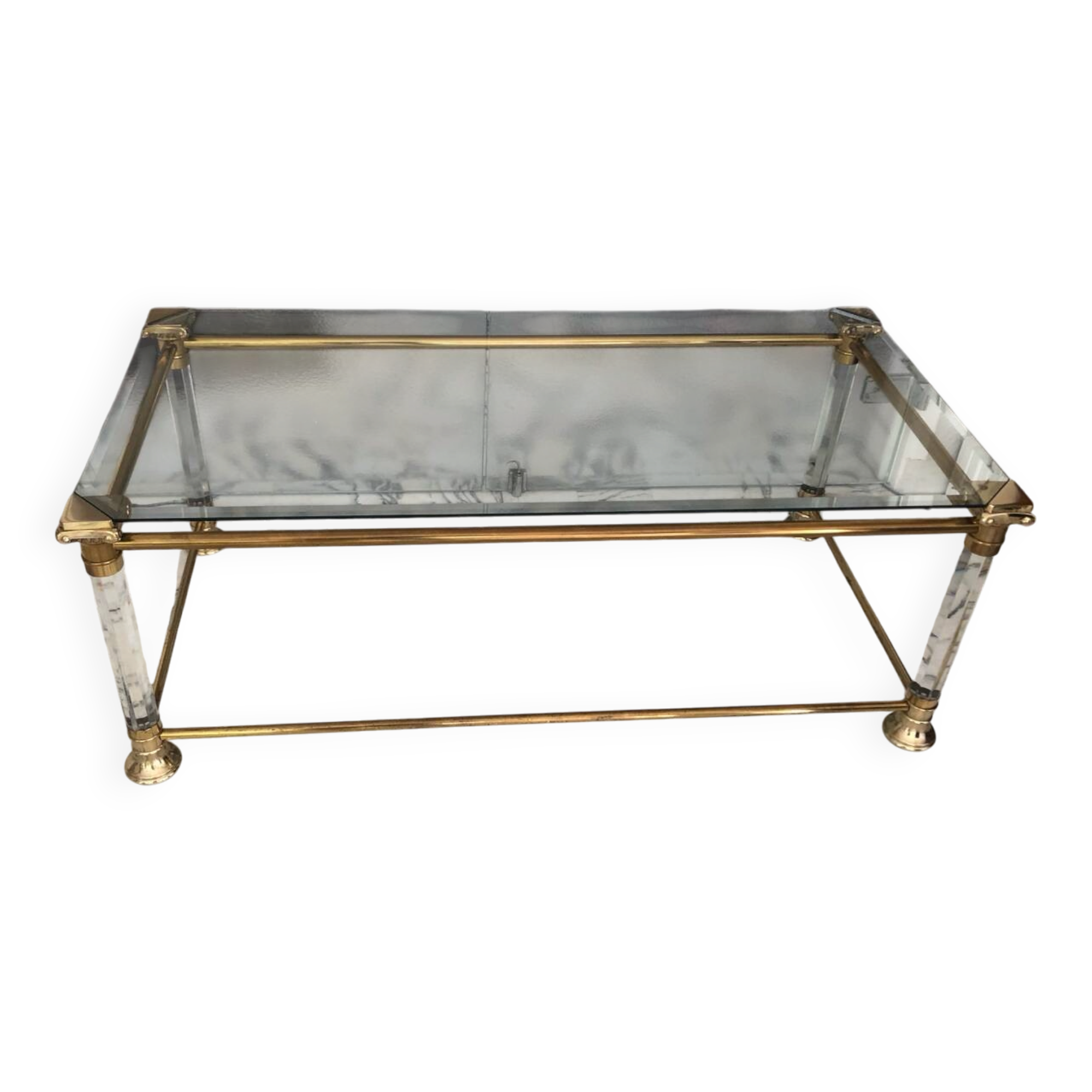 Vintage brass & lucite coffee table — Maison Romeo - Hollywood R