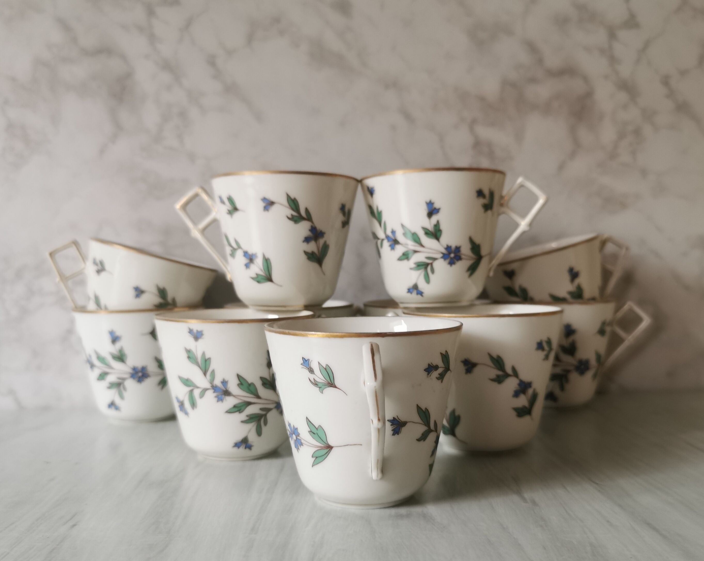 Porcelain barbel tea set Limoges Guérin