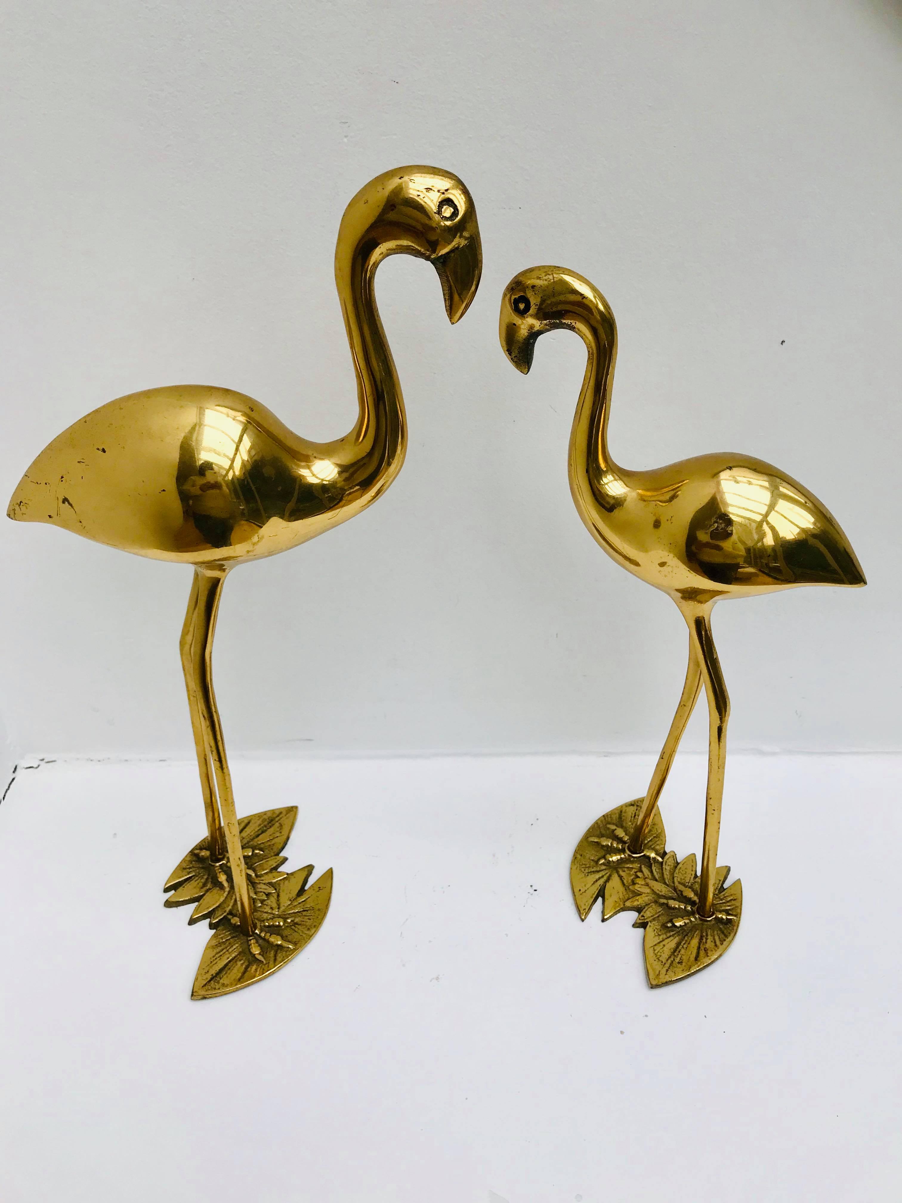 Pair brass 50s herons