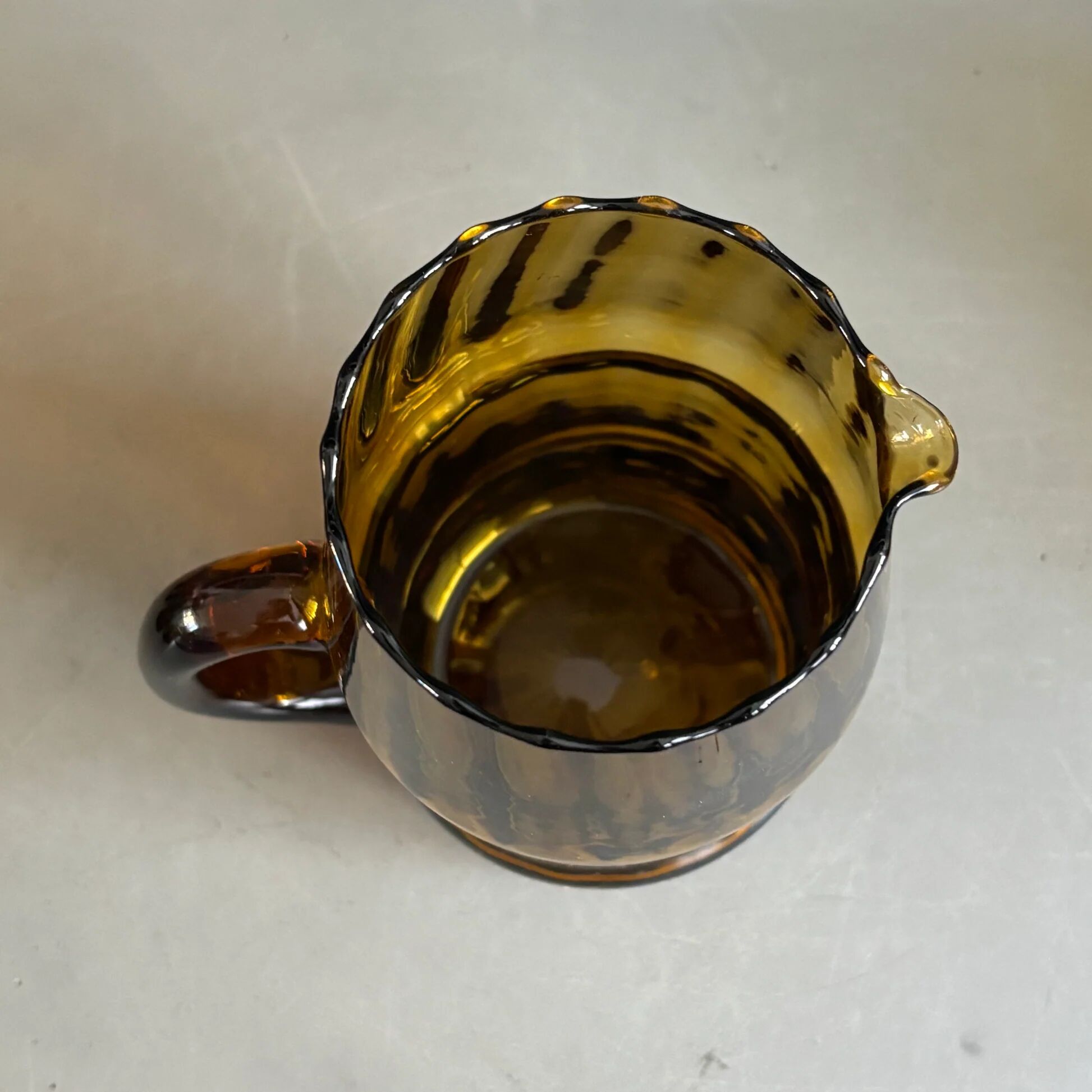 Amber textured glass water service, 1 jug + 5 glasses - Ref 1399