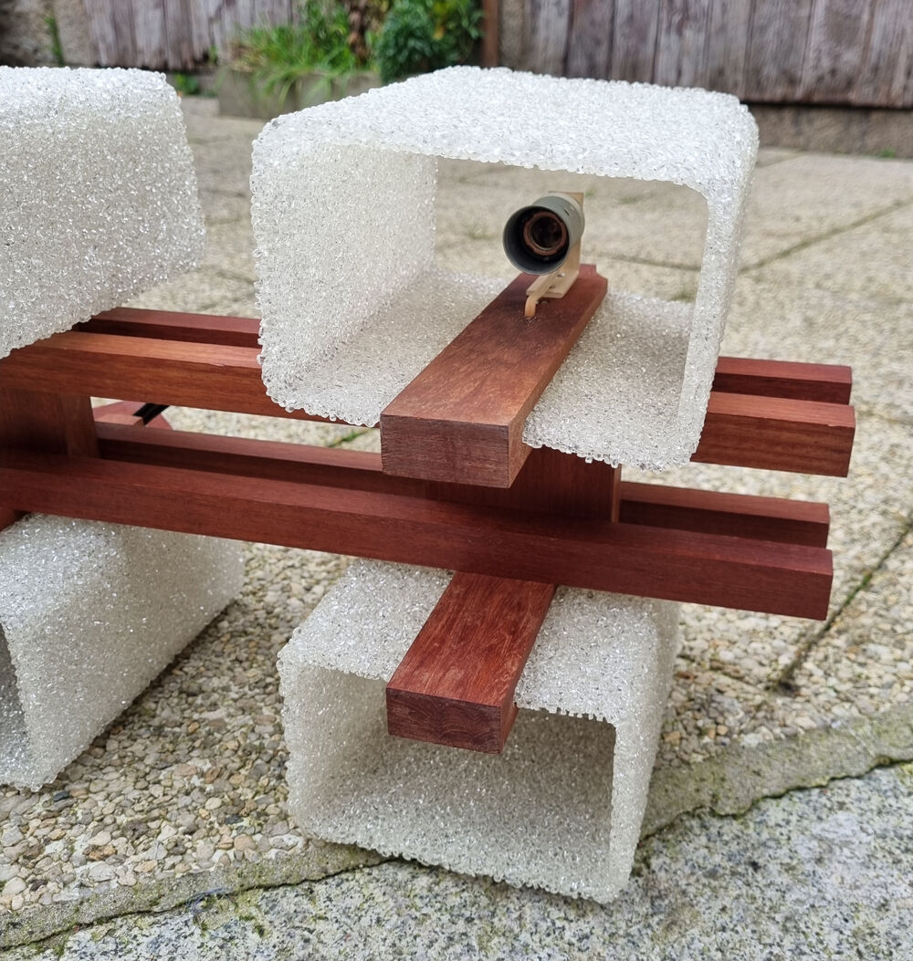 Scandinavian vintage suspension 60s, 6 fires, teak and perplexed