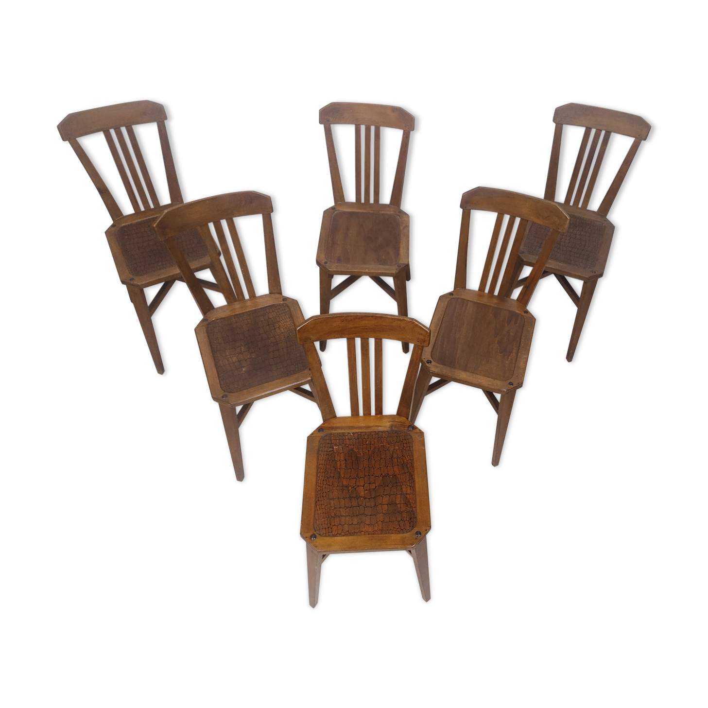 Set of 6 antique bistro chairs
