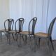 Set of 4 Vintage Gray Thonet Style Dining Chairs with Cane Seat