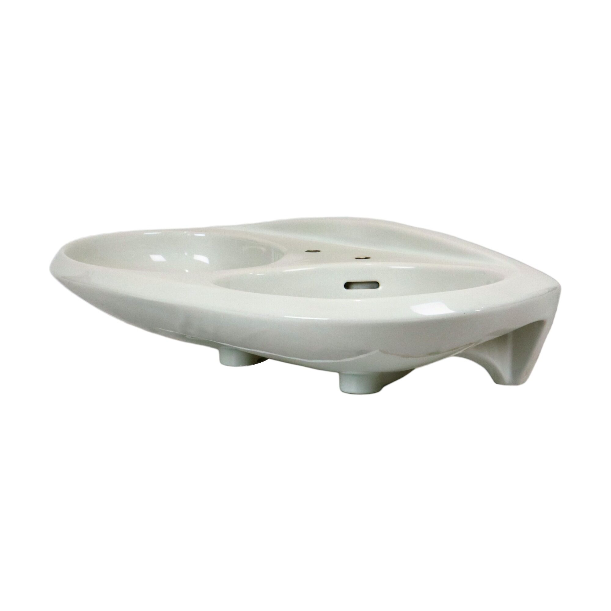 Vintage retro double sink 1970s white ceramic