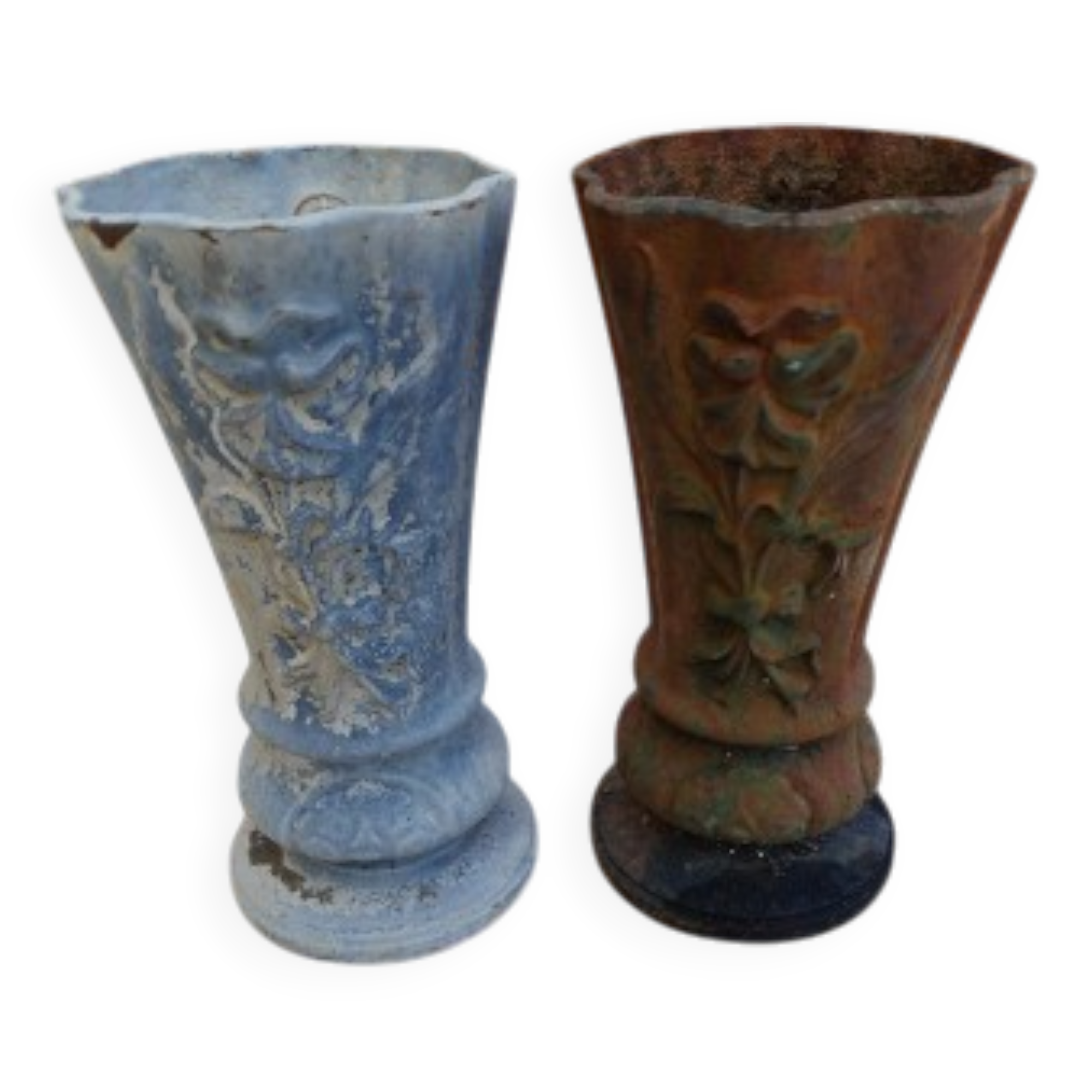 Pair of cast iron vases from 1900 from Charleville-Mézières