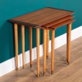 Retro Teak 1960s Set of 3 Nesting Tables By Torpe Mobelfabrikk, Norway Coffee Tables