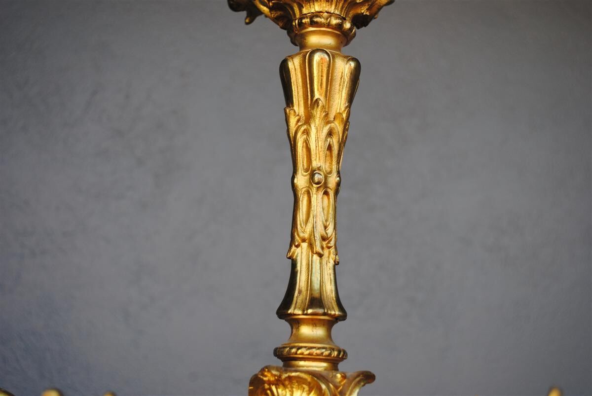 Chandelier in gilded bronze Napoleon III to tulips XIX