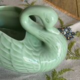 Almond green ceramic swan