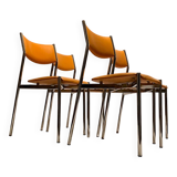 c. 1970 - Set of four chairs in yellow leatherette and chrome -