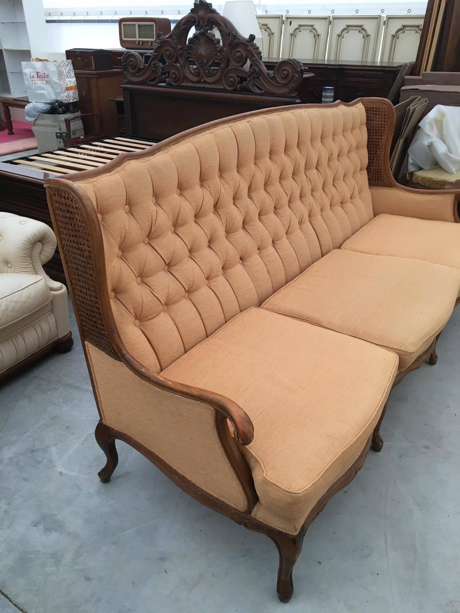 Mid-Century Italian Velvet Sofa Paolo Buffa Style 1950s