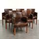 Characterful set of 6 cowhide dining chairs made of grained leather