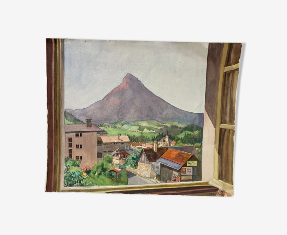 Aquarelle paysage vintage