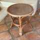 Table en rotin arqué et cannage 1970