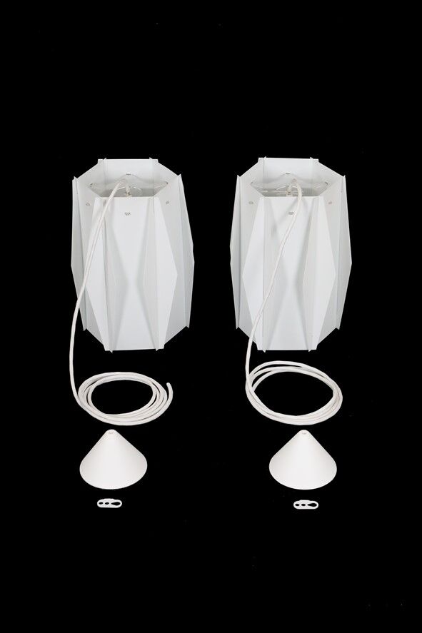 Rare set of 2 pendant lamps by Lars Schiøler for Hoyrup / Hoyruplight / 1960s-1970s