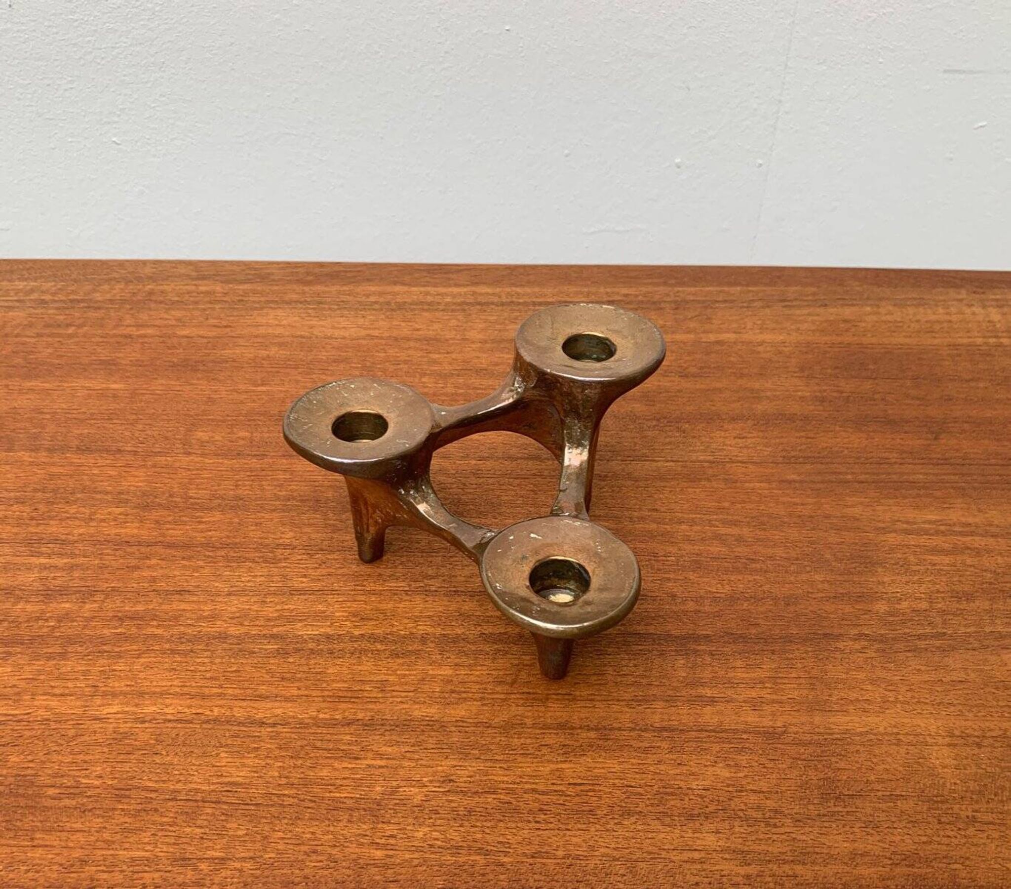 Vintage German brutalist metal candlestick by Harjes