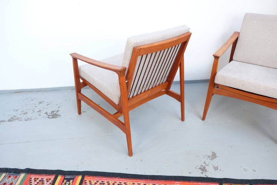 Vintage Thonet teak armchair, retro 1960s–70s style.