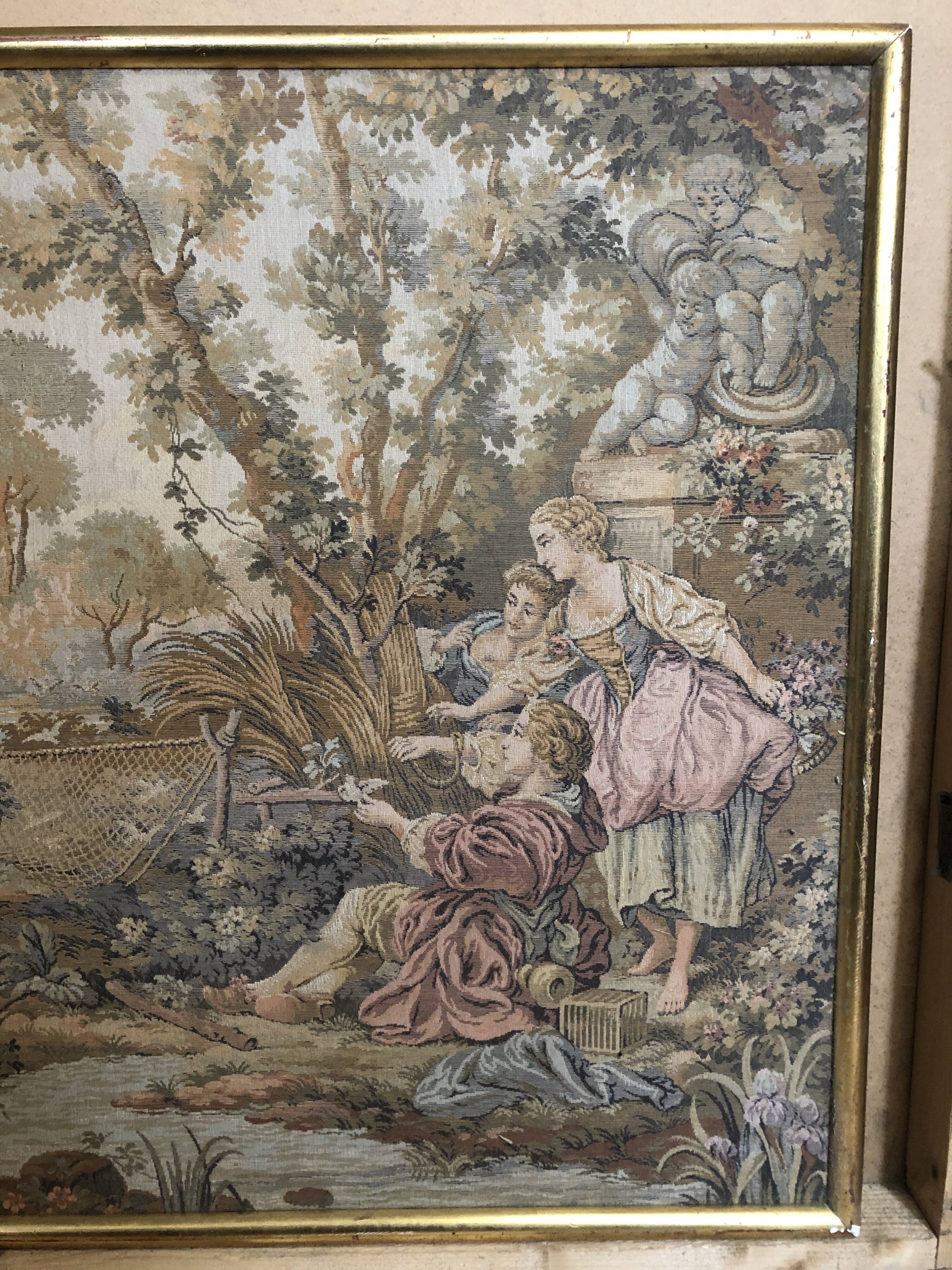 Gobelins tapestry “Mrs. demainnon’s fishing trip” vintage