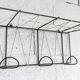 Black steel coat rack and scoubidou wire 1960