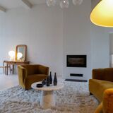 Mid-century modern sculptural wall mirror in stained oak, glass, Glas & Trä 1959