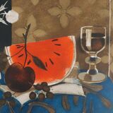 Yves Ganne: The White Pitcher and the Watermelon, original signed lithograph